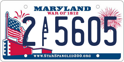 MD license plate 2AF5605