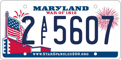 MD license plate 2AF5607