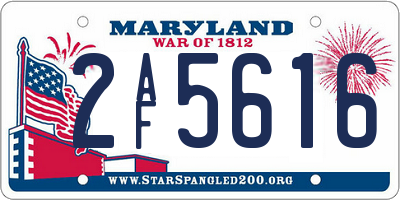 MD license plate 2AF5616