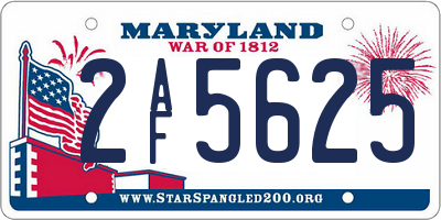 MD license plate 2AF5625