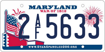 MD license plate 2AF5633