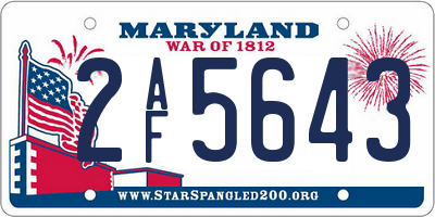 MD license plate 2AF5643
