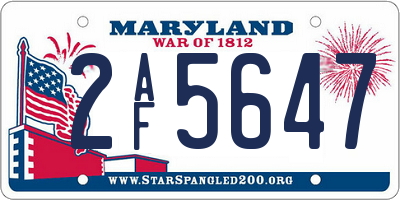 MD license plate 2AF5647