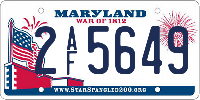 MD license plate 2AF5649