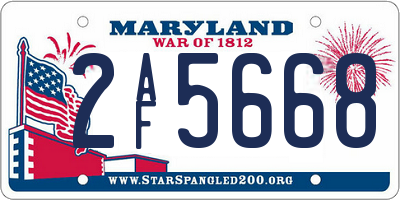 MD license plate 2AF5668