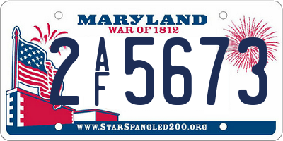 MD license plate 2AF5673