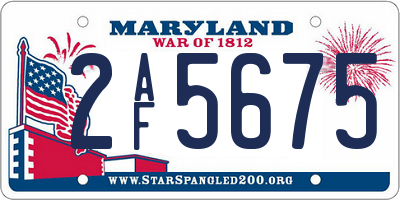 MD license plate 2AF5675