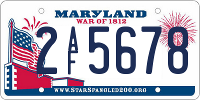 MD license plate 2AF5678