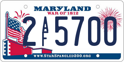MD license plate 2AF5700