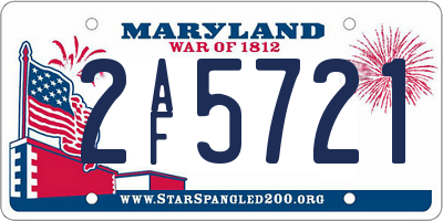 MD license plate 2AF5721