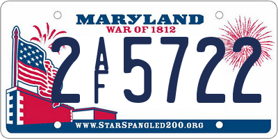MD license plate 2AF5722