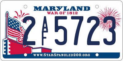 MD license plate 2AF5723