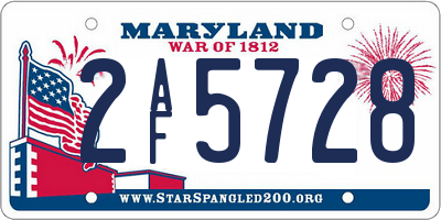 MD license plate 2AF5728
