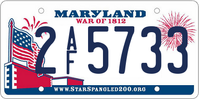 MD license plate 2AF5733