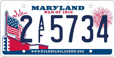 MD license plate 2AF5734