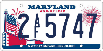 MD license plate 2AF5747