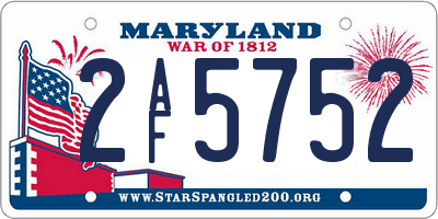 MD license plate 2AF5752