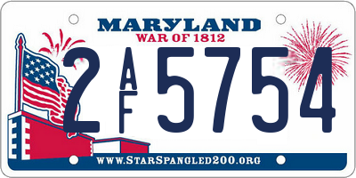 MD license plate 2AF5754