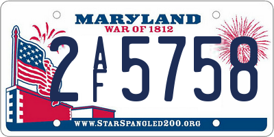 MD license plate 2AF5758