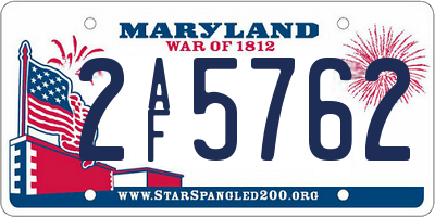 MD license plate 2AF5762