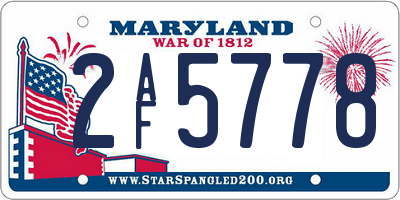 MD license plate 2AF5778