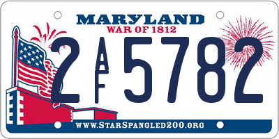 MD license plate 2AF5782