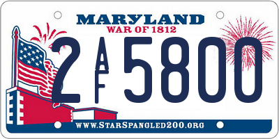 MD license plate 2AF5800