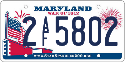 MD license plate 2AF5802
