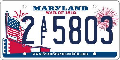 MD license plate 2AF5803