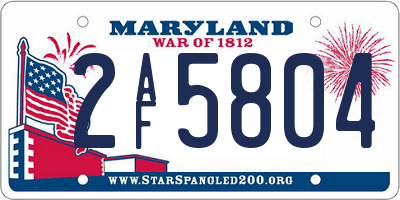 MD license plate 2AF5804