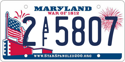 MD license plate 2AF5807