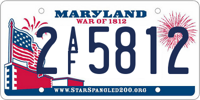 MD license plate 2AF5812