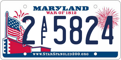 MD license plate 2AF5824