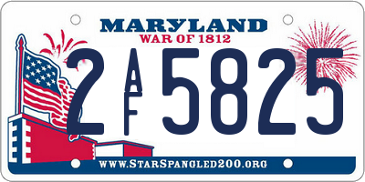 MD license plate 2AF5825