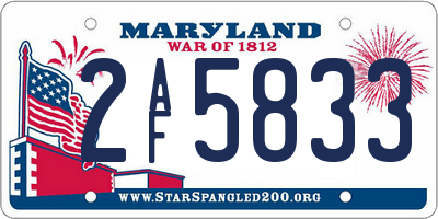 MD license plate 2AF5833