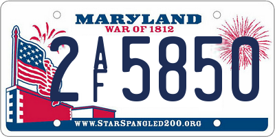 MD license plate 2AF5850