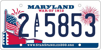 MD license plate 2AF5853