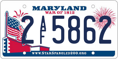 MD license plate 2AF5862