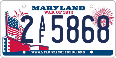 MD license plate 2AF5868
