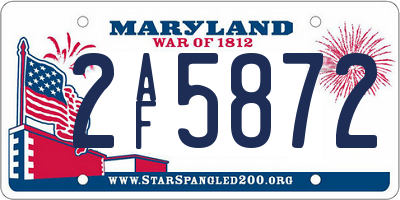 MD license plate 2AF5872