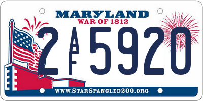 MD license plate 2AF5920