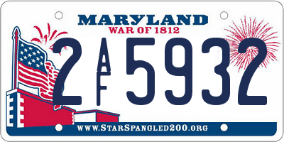 MD license plate 2AF5932