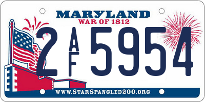 MD license plate 2AF5954