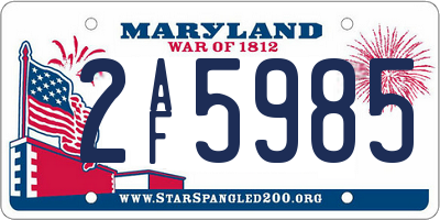 MD license plate 2AF5985