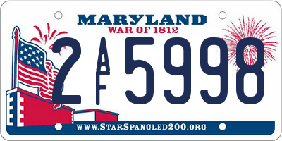 MD license plate 2AF5998