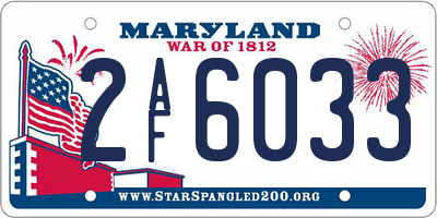 MD license plate 2AF6033