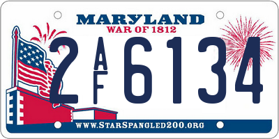 MD license plate 2AF6134