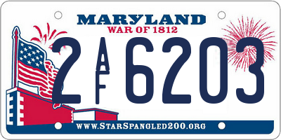 MD license plate 2AF6203