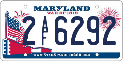 MD license plate 2AF6292