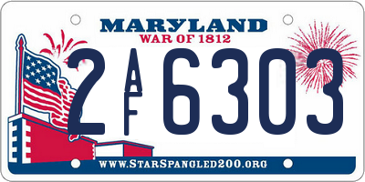 MD license plate 2AF6303